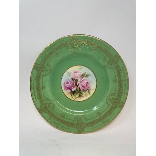 619 - Five Royal Worcester cabinet plates, a pair of glass decanters, and various other ceramics (box)