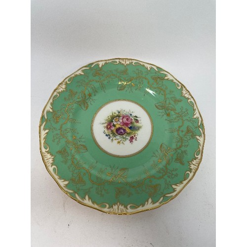 619 - Five Royal Worcester cabinet plates, a pair of glass decanters, and various other ceramics (box)