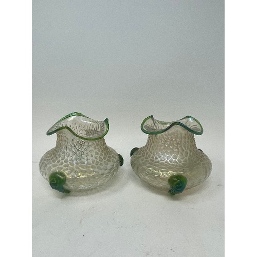 625 - A pair of Art Noveau style lustre glass vases, 11 cm high, other glass and assorted ceramics (two bo... 