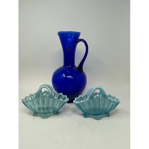 625 - A pair of Art Noveau style lustre glass vases, 11 cm high, other glass and assorted ceramics (two bo... 