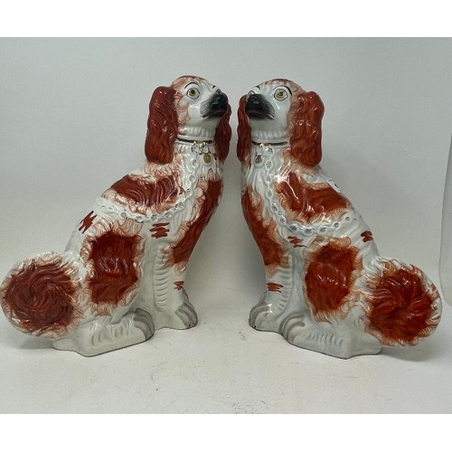 628 - A pair of Staffordshire flat back spaniels, various other ceramics and glass (4 boxes)