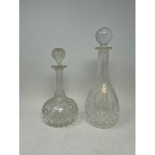 629 - A modern two bottle tantalus, a oak tray, various glassware ware (box)