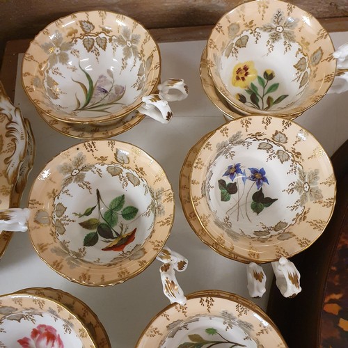 631 - A mid-Victorian porcelain part tea and coffee service, decorated flowers, and other ceramics (box)