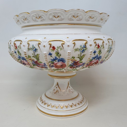 610 - A late 19th century Royal Worcester bowl, raised on round foot, decorated flowers, date mark for 189... 