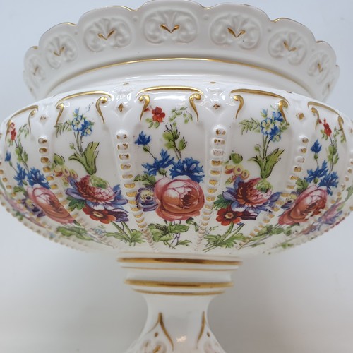 610 - A late 19th century Royal Worcester bowl, raised on round foot, decorated flowers, date mark for 189... 