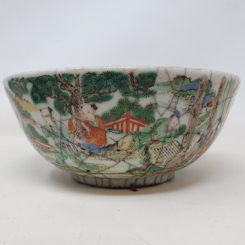 656 - A Chinese blue ground bottle vase, decorated vases and character marks, four character mark to base,... 