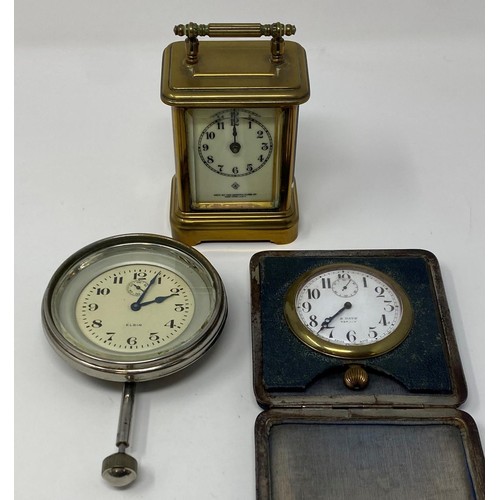 233 - An Elgin dashboard clock, with Arabic numerals, a carriage clock, and a travelling clock (3)