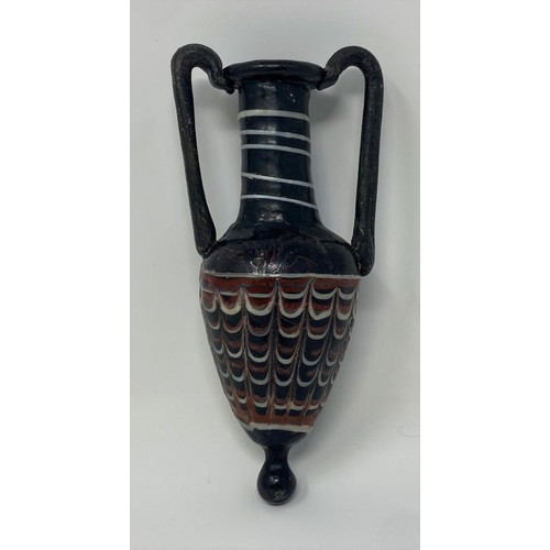 561 - A Roman style glass Amphoriskos, with painted decoration 12 cm...