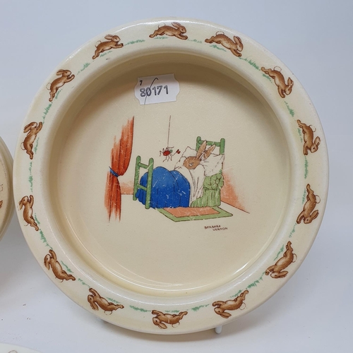 503 - Two Royal Doulton Bunnykins baby's plates by Barbara Vernon, and other Bunnykins china (8)...