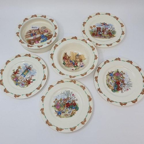 503 - Two Royal Doulton Bunnykins baby's plates by Barbara Vernon, and other Bunnykins china (8)...