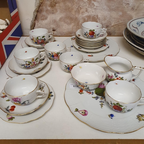 519 - An Herend part tea service, comprising two plates, four side plates, seven cups and saucers, cream j...