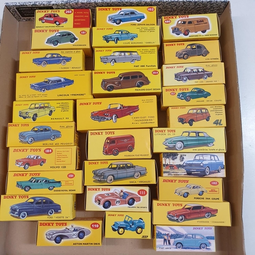 328 - A replica Dinky Ford Vedette 54, boxed, and 28 other replica Dinky toys, all boxed (box)