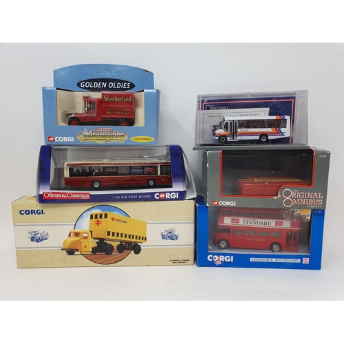 333 - A Corgi Classic Commercials AEC CABOVER & THORNYCROFT van, 97754, boxed, a Corgi Burlingham Seagull ... 