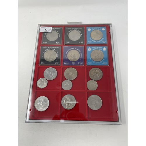 37 - Assorted Jersey, Guernsey, GB an other assorted coins, in an album, trays and loose (qty)