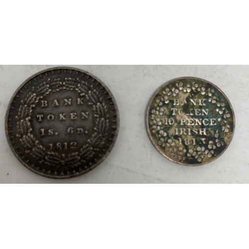 47 - A George III 1s 6d Bank Token, 1812, and an Irish 10d Bank Token, 1811 (2)...