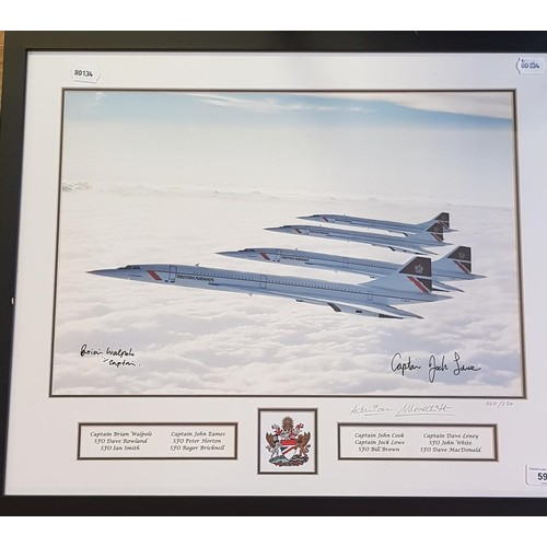 592 - Concorde memorabilia: The Four Concordes, photograph signed by two of the original senior Concorde C... 