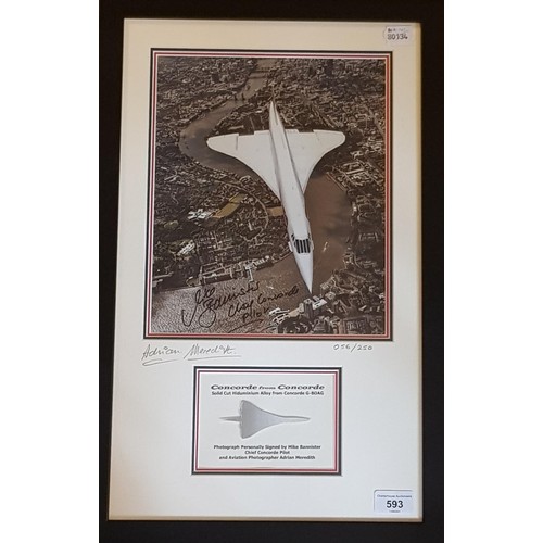 593 - Concorde memorabilia: Concorde from Concorde, solid cut Hiduminium alloy from Concorde G-BOAG, mount... 