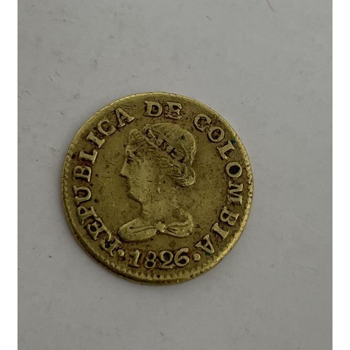 59 - A Columbian Bogota gold 1 pesos, 1826...