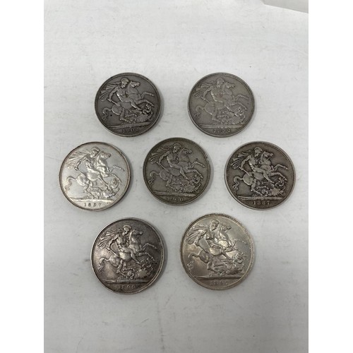 64 - A Queen Victoria crown, 1897, and six other crowns (7)