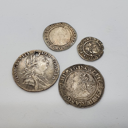 72 - An Elizabeth I sixpence, 1566, and three other coins (4)