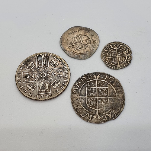 72 - An Elizabeth I sixpence, 1566, and three other coins (4)