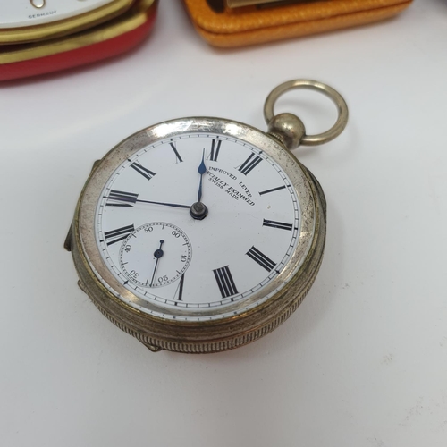 257 - An open face pocket watch Improved Lever Specially Examined Swiss Made, with Roman numerals, and fou... 