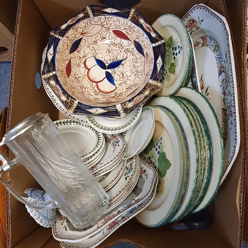 533 - An Art Pottery dish, decorated swans, various ceramics and glassware (4 boxes)...