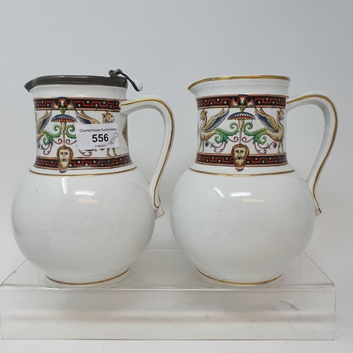 556 - A pair of jugs, decorated phoenix, other ceramics and glass (4 boxes)...