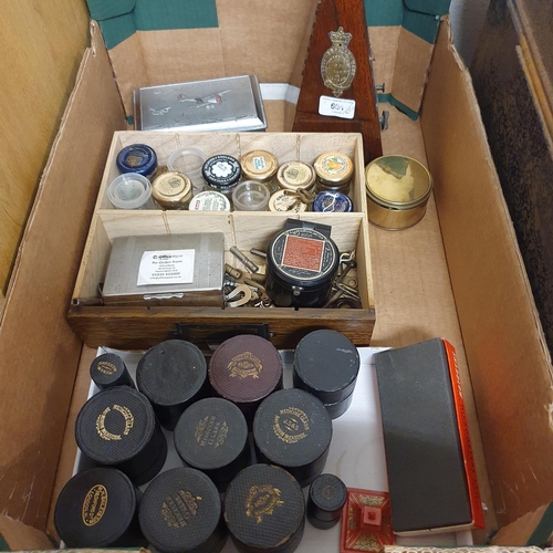 601 - An early 20th century metronome, in a rosewood case, nine glass measures in leather cases and other ... 