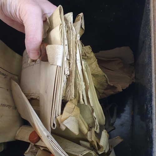 604 - Various indentures, in a tin box