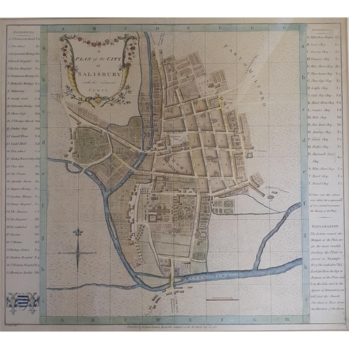 326 - A Plan of The City Salisbury with the Adjacent Close, published Edward Easton, Sep 20th 1781,  43 x ... 