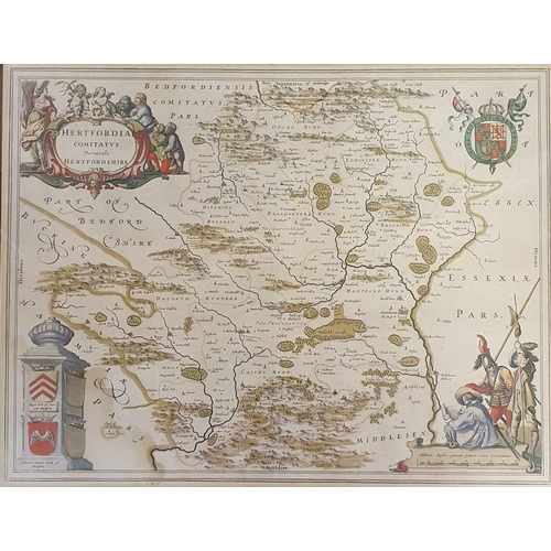 327 - A map of Hertfordshire, 39 x 50 cm, and a Morden (Robert) map of Somerset 36 x 43 cm (2)
