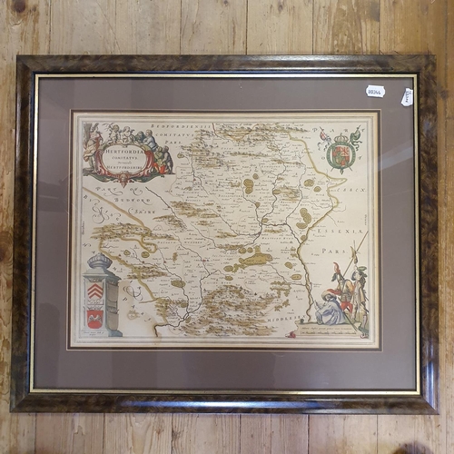 327 - A map of Hertfordshire, 39 x 50 cm, and a Morden (Robert) map of Somerset 36 x 43 cm (2)