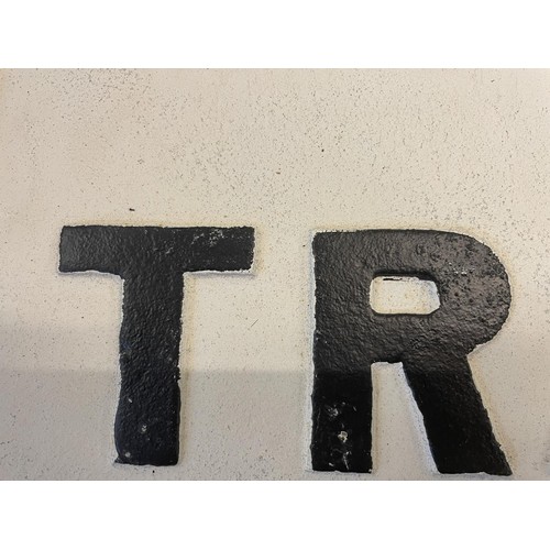 51 - A cast iron sign PENALTY FOR NEGLECT £2, 52 cm wide, another similar, SHUT THIS GATE, 42 cm wide, bo... 