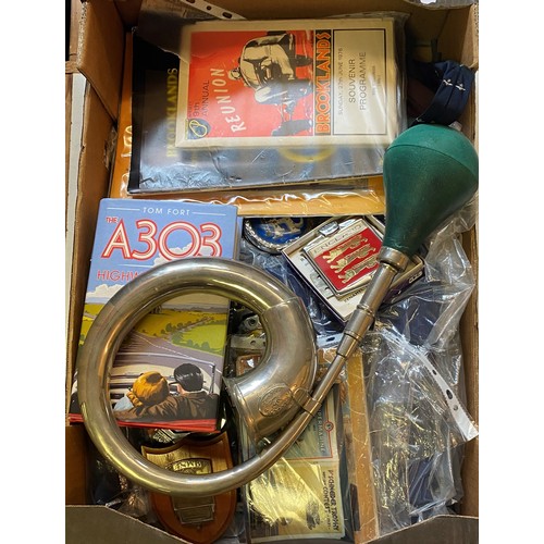 52 - A Prakash plated bulb horn, assorted AA badges, other badges, Rolls-Royce boiler suit, emphemeria an... 
