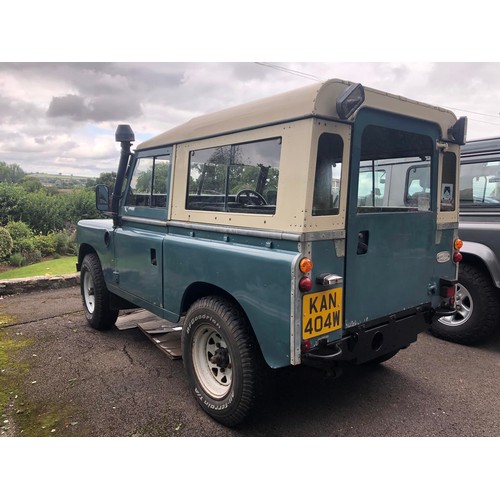 20 - 1981 Land Rover 88 Series III
Registration number KAN 404W
Blue with a white roof
2,286 cc petrol
Bo... 