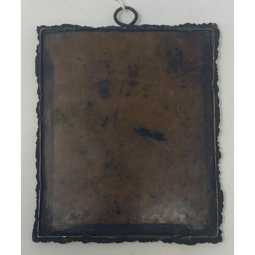 234 - Continental school, a portrait of the Virgin Mary, oil on metal, in a bronze frame, 12 x 10 cm