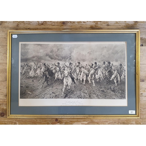 184 - A 19th century print of a battle scene, Scotland For Ever, 40 x 86 cm, and another, 40 x 68 cm (2)