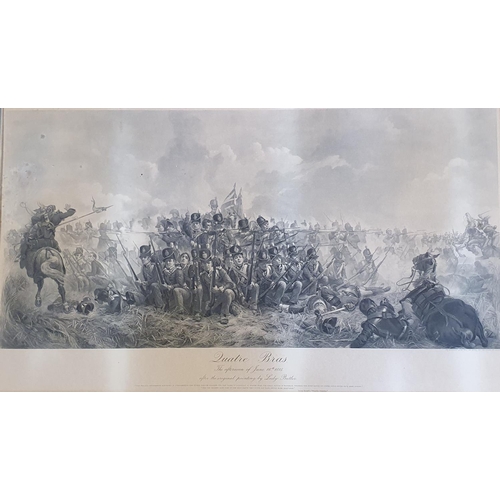 184 - A 19th century print of a battle scene, Scotland For Ever, 40 x 86 cm, and another, 40 x 68 cm (2)