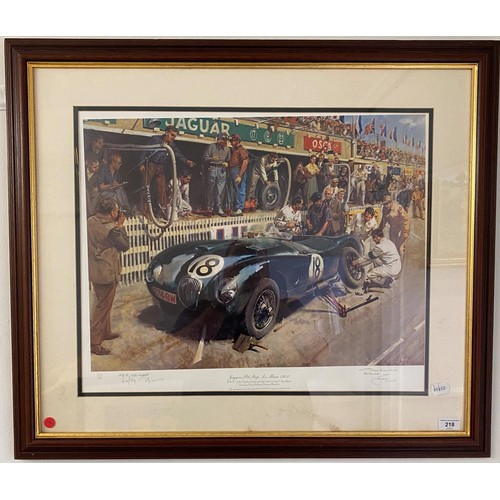 218 - Terence Cuneo (British 1907-1996) Jaguar Pit Stop, Le Mans, 1953, print, signed in pencil, 49 x 60 c... 