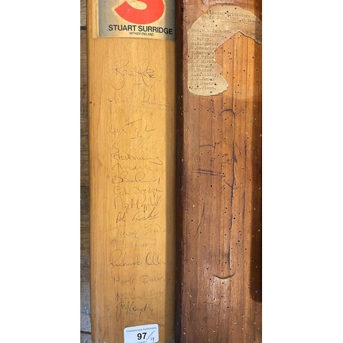 97 - An early 20th century Stuart Surridge & Co cricket bat, with signatures from a 1905 cricket match, w... 