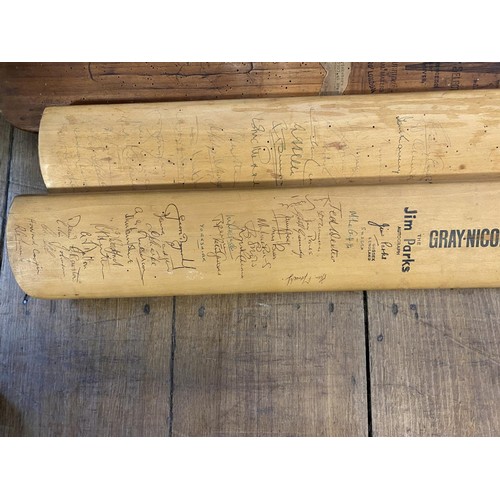 97 - An early 20th century Stuart Surridge & Co cricket bat, with signatures from a 1905 cricket match, w... 