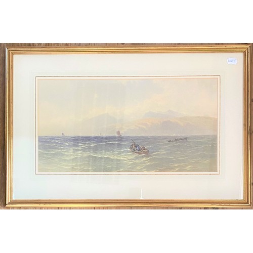 281 - Francis Powell (British 1833-1914), boats at sea, watercolour, signed,  29 x 56 cm