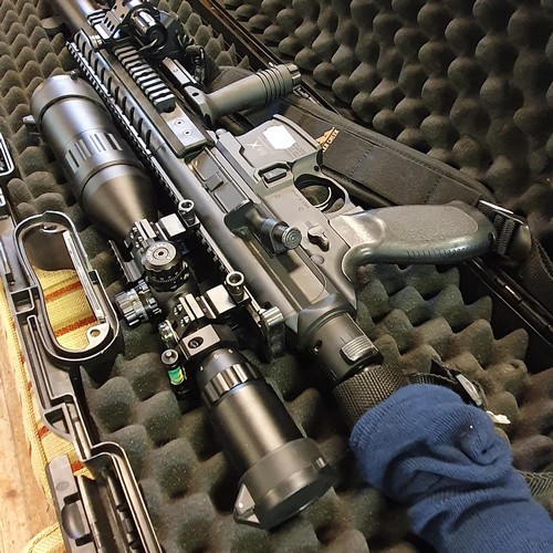 39 - A SIG Sauer .177 calibre CO2 air rifle with accessories including an EGSLNB scope, torch, laser and ... 