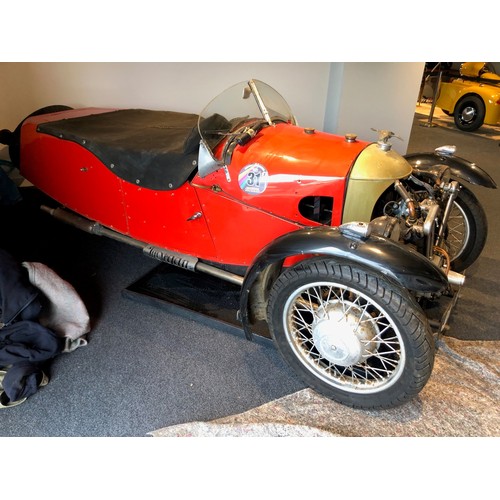 38 - 1933 Morgan Family Super Sport three wheeler
Registration number JA 3559
Red with a black leather in...