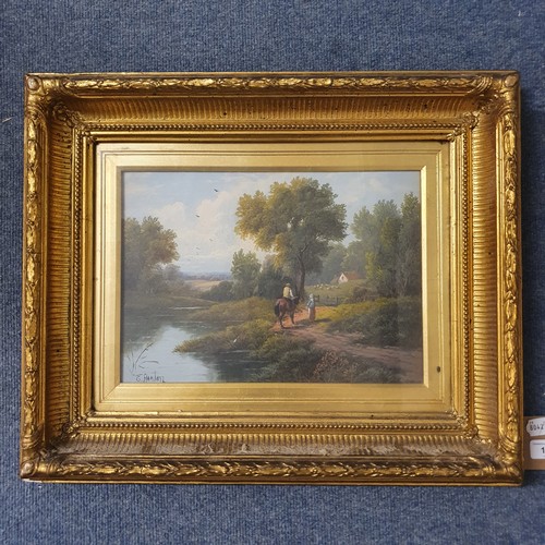 140 - Etty Horton, a landscape with figures and cattle, oil on board, signed, 25 x 36 cm, and its pair (2)