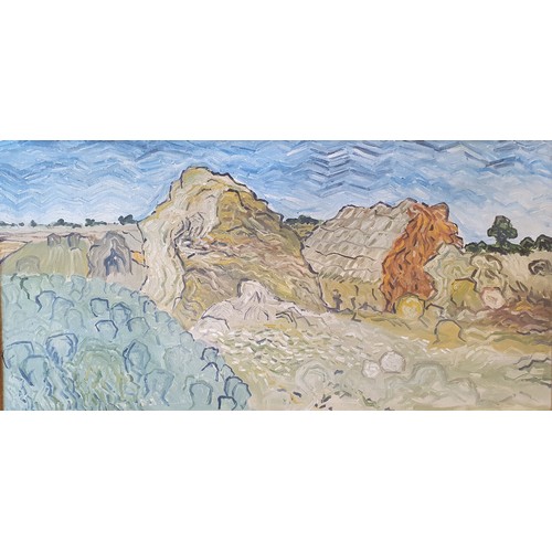 200 - Mackay, after Van Gogh, a landscape, oil on canvas, 49 x 100 cm, signed verso and numbered, VII IX