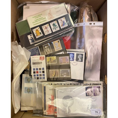 70 - Assorted presentation packs, first day covers and world stamps, loose and in albums (qty)