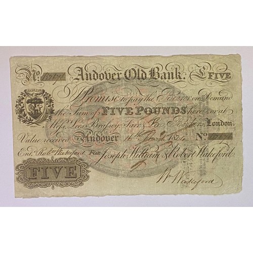106 - An Andover Old Bank £5 banknote, 1824