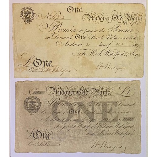 109 - An early 19th century Andover Old banknote £1, 1817, and another, 1825